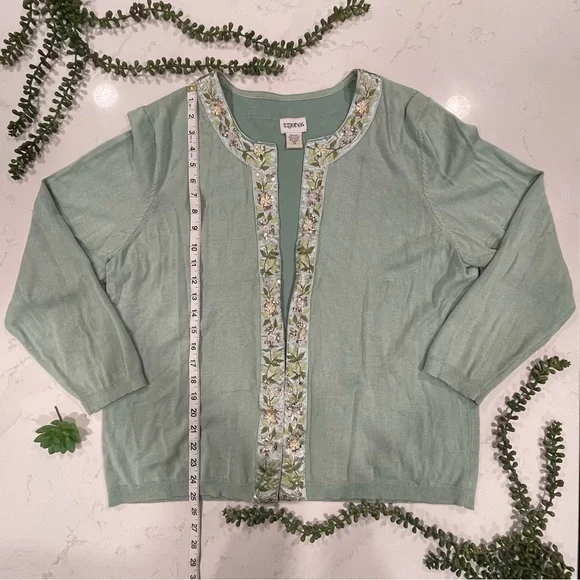 Together Aqua Cardigan with Bead Sequin and Embroidery Detail - Picture 9 of 10